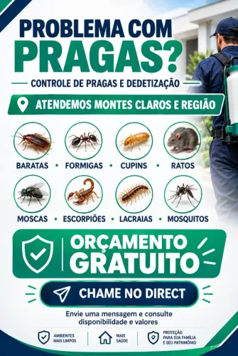 CONTROLE DE PRAGAS/DEDETIZAÇÃO MONTES CLAROS E REGIÃO