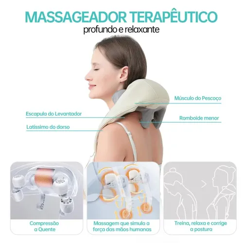 Massageador de pescoço elétrico com aquecimento