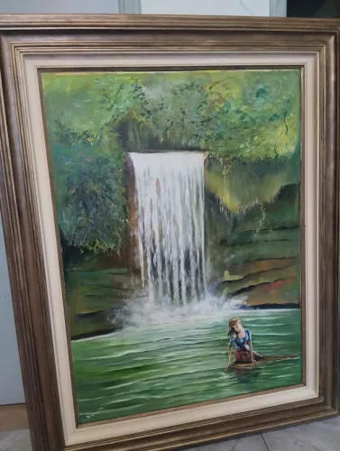 Quadro a óleo moldura arte