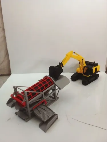 Miniatura planta de lavagem mais escavadeira
