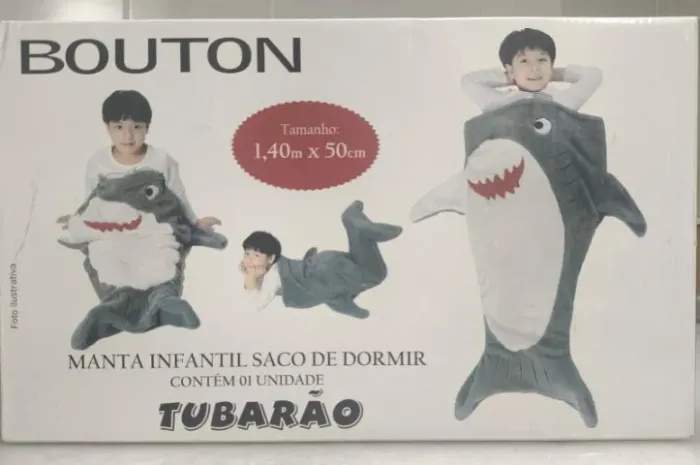 Manta infantil saco de dormir, modelo "Tubarão", da Bouton