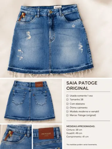 Saia Jeans Patoge Original Tam. 38 