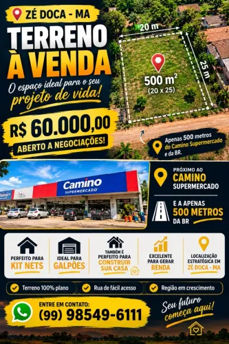 VENDO ESSE TERRENO NO BAIRRO NOVO HORIZONTE EM ZÉ DOCA