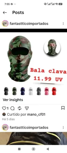 Bala clava com proteção UV 