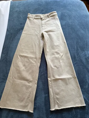 Calça Wide Leg Zara Marine bege 38