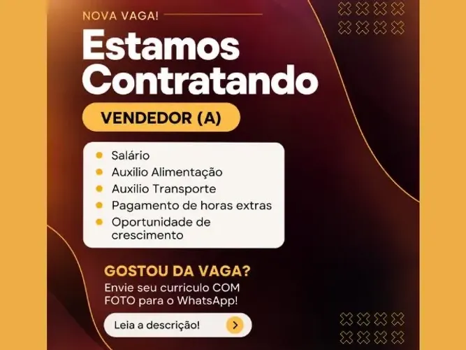VAGA DE EMPREGO PARA VENDEDOR (A)