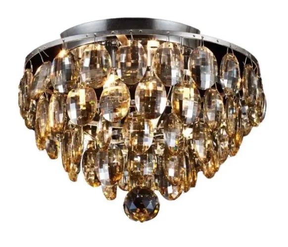 Lustre plafon cristais k9 ambar hevvy HU1101A para 4 lampadas g9