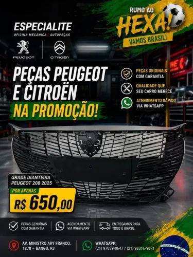 Grade Dianteira Peugeot 208 2025 - Original com Garantia