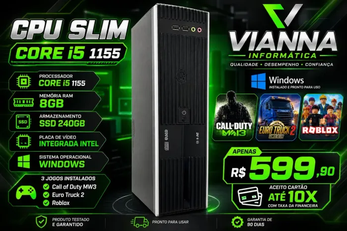 CPU 1155 CORE I5 8GB SSD E JOGOS (ACEITA CARTÃO)
