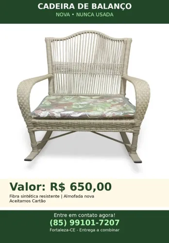 Vende-se Cadeira de Balanço Nova .