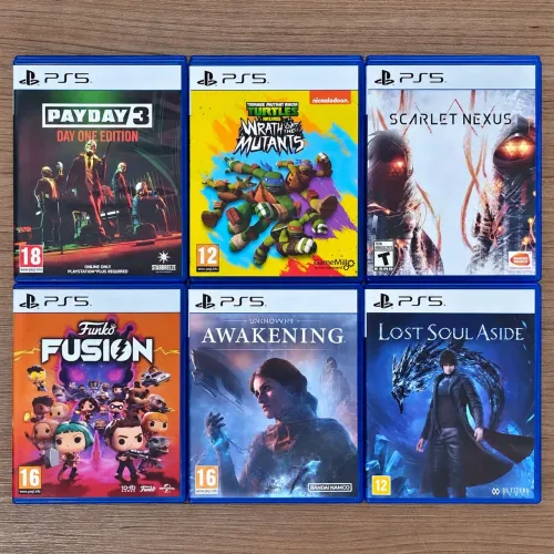 Lote 6 Jogos PS5 - Payday 3, TMNT, Scarlet Nexus, Lost Soul Aside