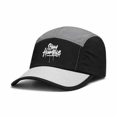 Boné Unissex Stay Humble Preto e Cinza Esportivo Aba Curva Ajustável