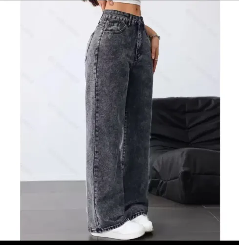 Calça jeans wide black marmo