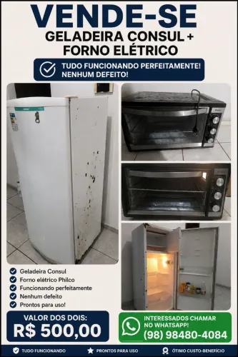 Geladeira e forno elétrico a venda