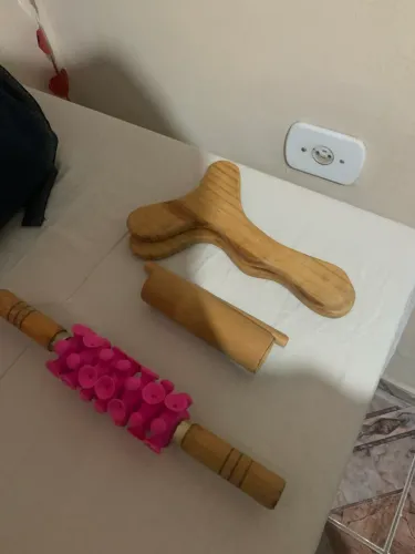 Kit de Massagem Corporal em Madeira e Silicone