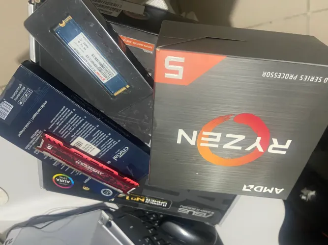 Kit gamer RYzen 5 5500 8 giga ram placa mãe asus Tuf b450m NVMe 1 terabyte