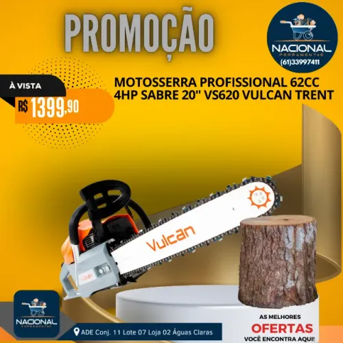 Motosserra Profissional 62cc 4HP Sabre 20? Vulcan VS620 - Potente para Corte Pesado