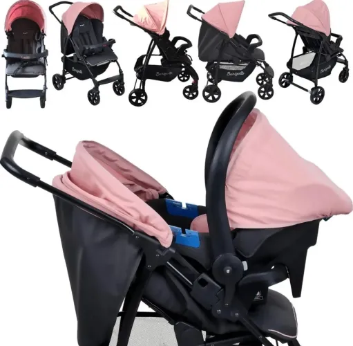 Carrinho de bebê com bebê conforto 