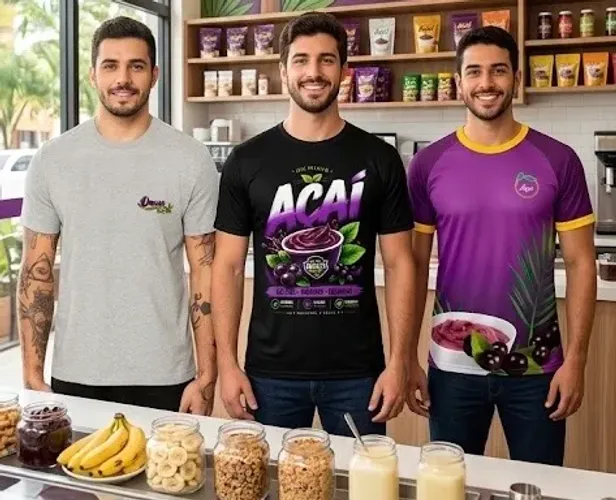10 Camisas Personalizadas Para Uniforme de Açaiterias e Sorveterias / Malha Cacharrel