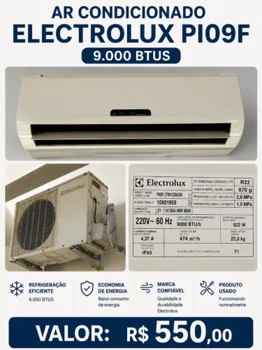 AR CONDICIONADO ELECTROLUX PI09F / 9.000 BTUs