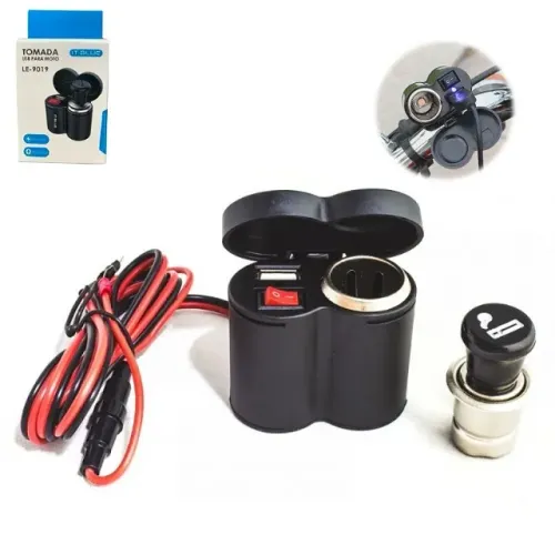 Carregador Tomada Usb para Moto Celular Com Acendedor - It-blue *ENTREGA GRÁTIS*