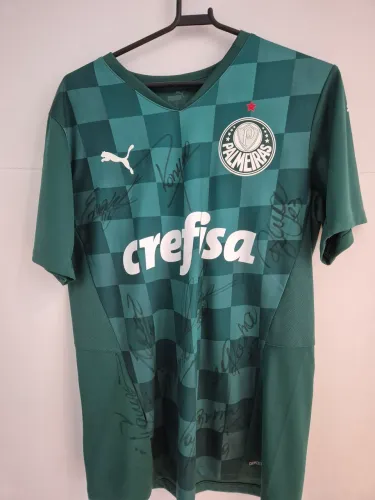 Camisa Palmeiras 2021 Autografada - Elenco 2022 (Endrick, Veiga, Dudu, etc)