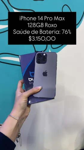 Seminario: iPhone 14 Pro Max 128GB Roxo - Bateria 76% | Loja Fisica
