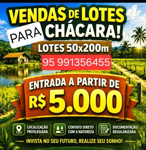 VENDO CHÁCARAS E LOTES RESIDÊNCIAS SEM ENTRADA.