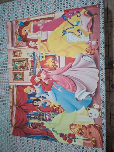 Painel (lona) festa Princesas Disney 1,30 X 1,00<br><br>R$:20,00