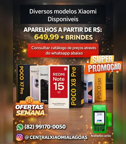 Xiaomi Redmi Note 15, Redmi 15C, Poco X8 Pro 5G e Diversos Modelos Disponíveis 