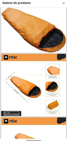 KIT 2 SACO DE DORMIR NTK MODELO SARCÓFAGO TEMPERATURA 8°C PESO 600g