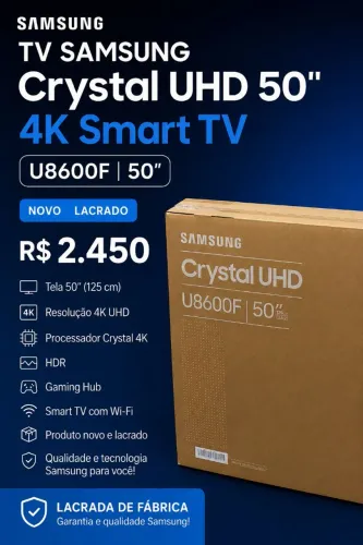 TV Samsung Crystal UHD 50" 4K Smart TV - U8600F | Lacrada
