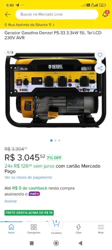 Gerador Gasolina 4T 3.3KVA 3000W Partida Elétrica Bivolt PS-33E - DENZEL