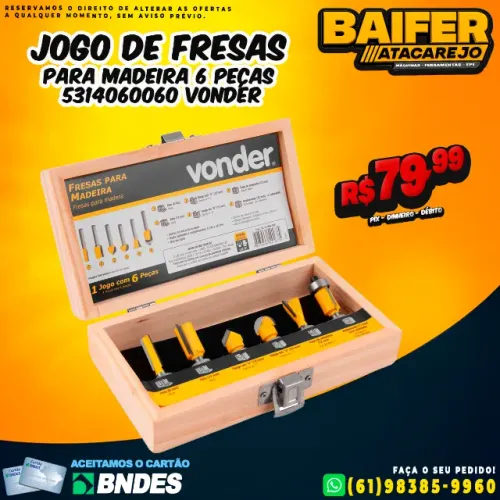 Jogo de Fresas Para Madeira 6 Peças 5314060060 Vonder