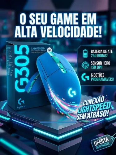 Mouse Gamer Sem Fio Logitech G305 Lightspeed Azul - Na Caixa