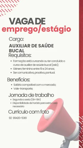 Vaga de estágio ASB (Aux de saúde bucal)