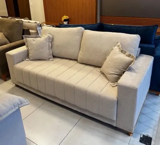 Sofá Vicam Buzios 3 Lugares 200cm Tecido Linho