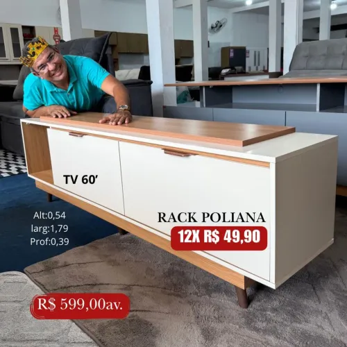 PROMOÇÃO URGENTE - Rack 100% MDF Poliana para TVS de até 60 POLEGADAS Disponível