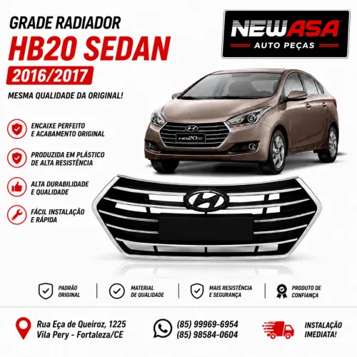 GRADE RADIADOR HB20 16/17 SEDAN ( MESMA QUALIDADE DA ORIGINAL)
