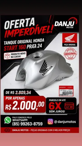 Tanque honda start 24 prata genuíno Honda