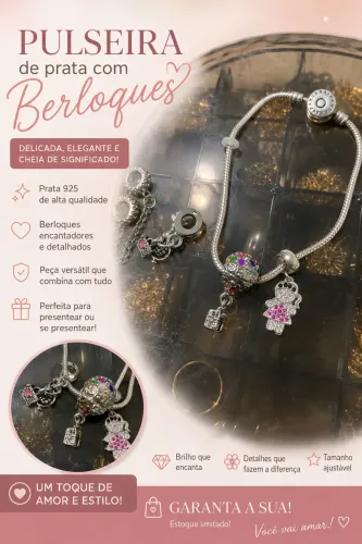 Pulseira de prata estilo Pandora