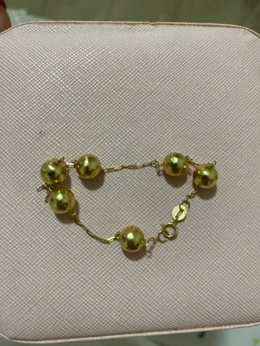 pulseira de ouro legítimo com bolinhas 