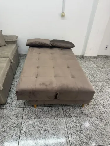 Sofá Cama Casal 1,80m Veludo Compacto e Funcional
