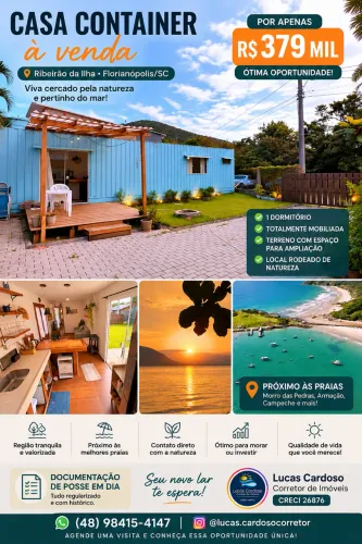 Casa Container com amplo terreno , Ribeirão da ilha