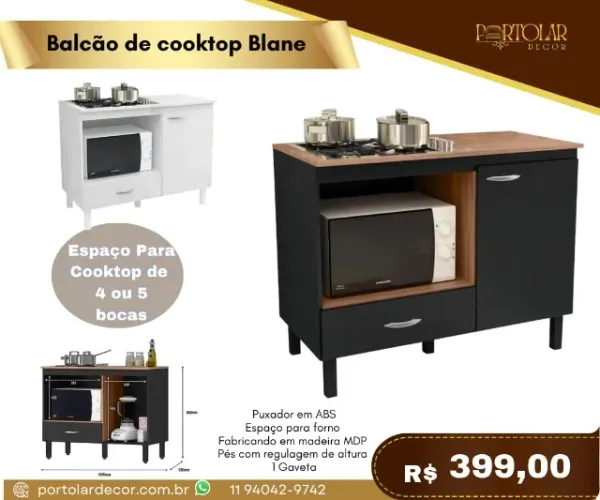 Balcão de Cooktop Blane, a pronta entrega