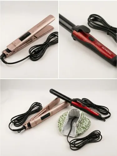 Kit 3 em 1 Cabelo: Prancha GA.MA Italy + Baby Liss Mondial + Touca Térmica