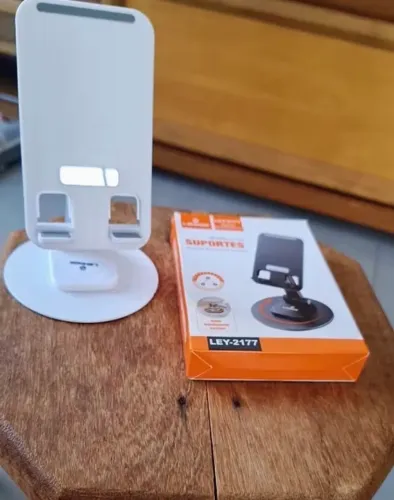 Suporte De Mesa Para Celular Ley-2176 - Lehmox Preto Ajustável Aparelhos até 10 Polegadas