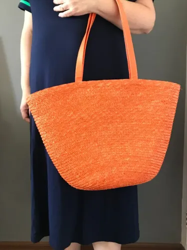 Bolsa De Praia Em Palha Laranja Grande