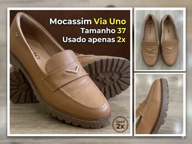 Mocassim Via Uno Feminino Tratorado Caramelo - Tamanho 37 (Semi-novo)