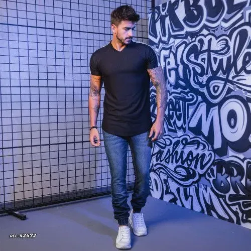 Calça jogger masculina jeans azul escuro